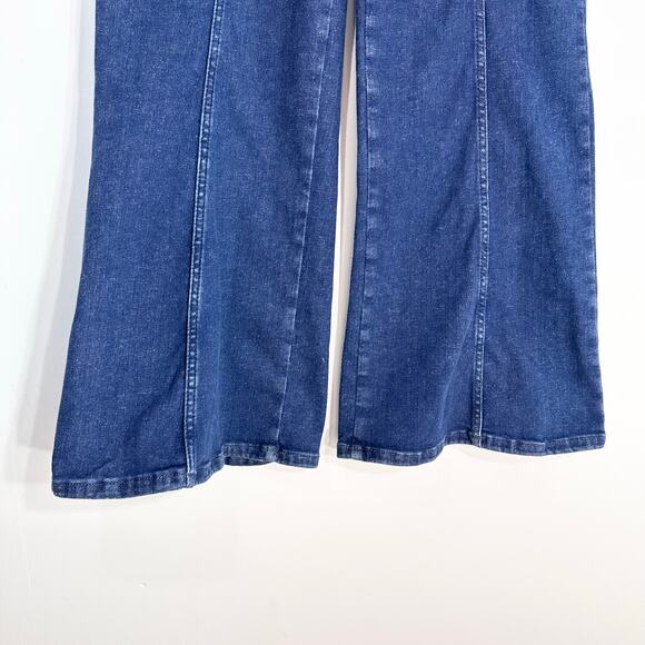 Anthropologie Pilcro Seamed Mid-Rise Crop Flare Jeans Wide Leg | Blue | SZ 29 - Picture 8 of 14